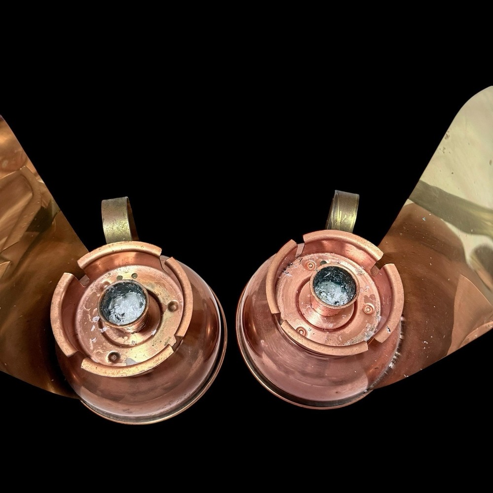 2 Vtg Coppercraft Guild Copper Storm Lamp Wall Sconce Candle Holders Rustic - Picture 5 of 6
